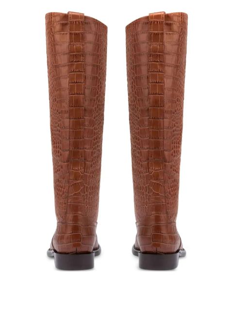 Paris Texas 20mm Montana croco-embossed leather boots - Brown