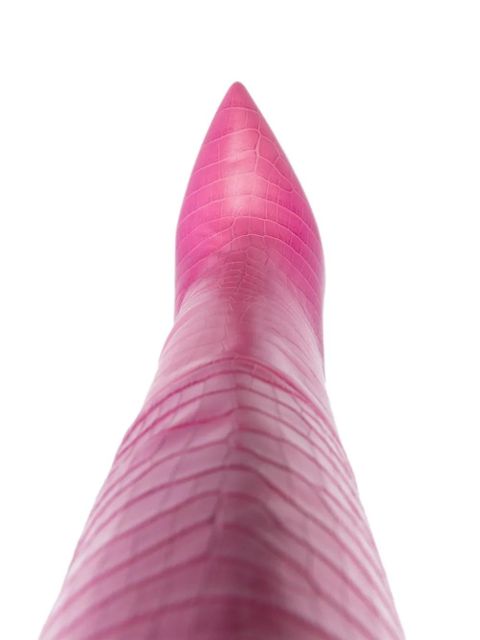 Paris Texas crocodile-effect 105mm leather boots - Pink