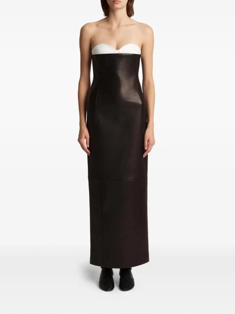 KHAITE Yael strapless leather maxi dress - Black