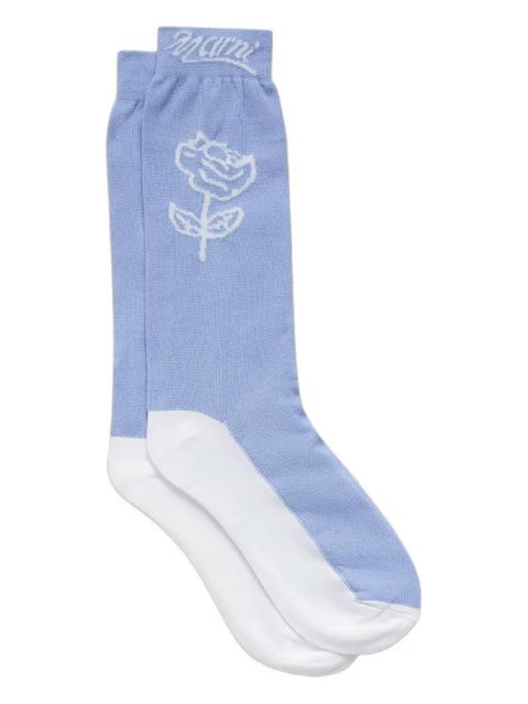 Marni floral-embroidered socks - Blue - zdjęcie produktu nr 1