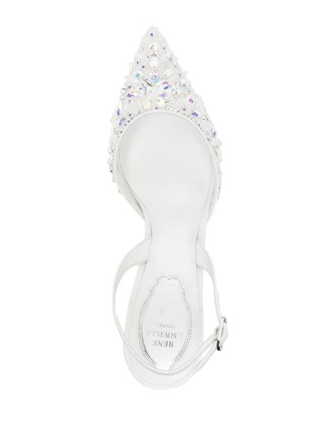 René Caovilla lace embellished sling back pumps - White