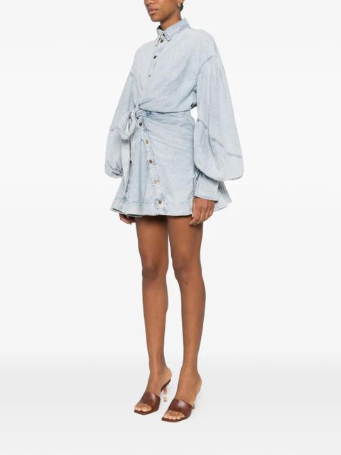 ZIMMERMANN buttoned wrap mini dress - Blue