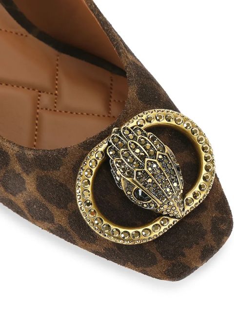 Kurt Geiger London czółenka zamszowe Chelsea Block Slingback kolor brązowy na słupku z odkrytą piętą 3415035289