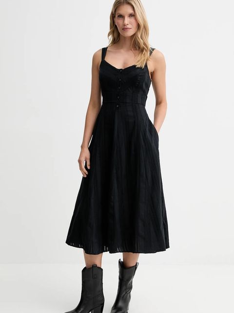 Levi's sukienka bawełniana kolor czarny midi rozkloszowana 003PR