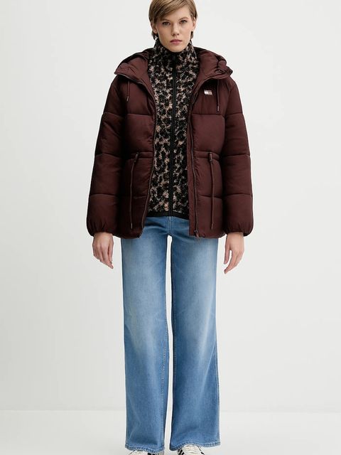 Tommy Jeans kurtka kolor brązowy zimowa oversize DW0DW21626