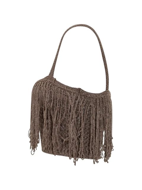 PINKO Paeonia fringe-trimmed top - Brown