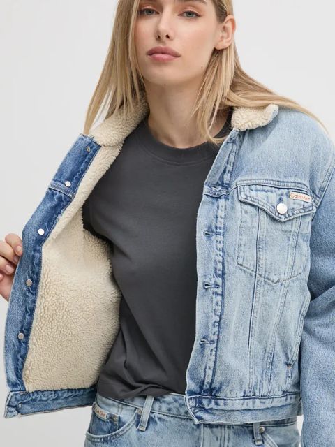 Calvin Klein Jeans kurtka damska kolor niebieski zimowa J20J224096