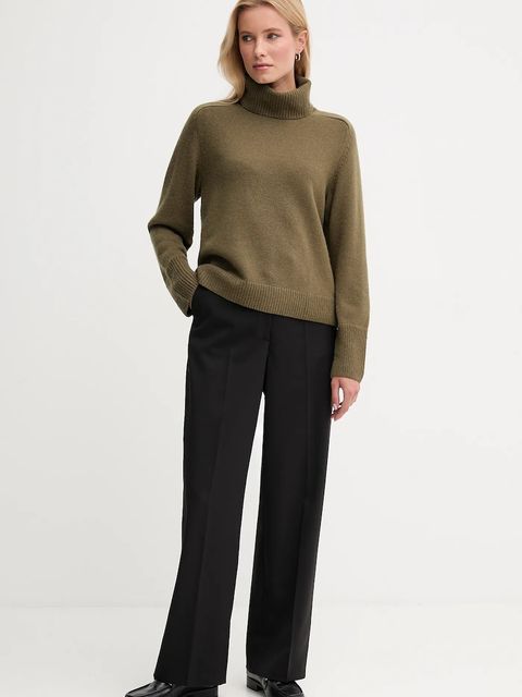 Joop! sweter z dodatkiem wełny damski kolor zielony z golfem 30049417