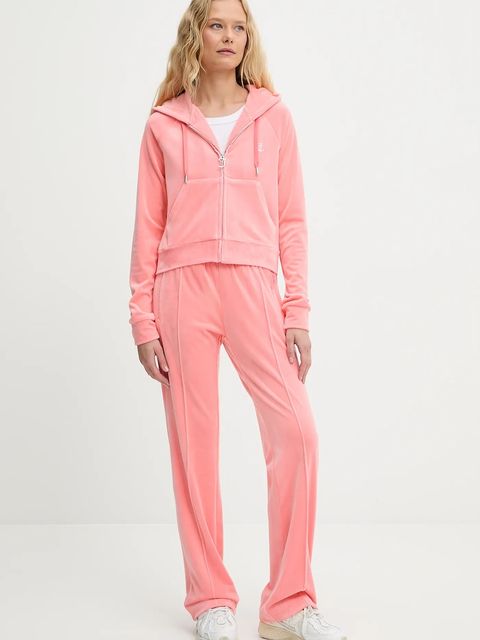 Juicy Couture bluza damska kolor różowy z kapturem z aplikacją JCWA122001 - zdjęcie produktu nr 2