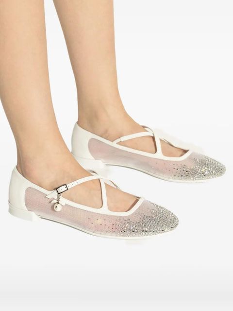 Jimmy Choo crystal-embellished flat pumps - White