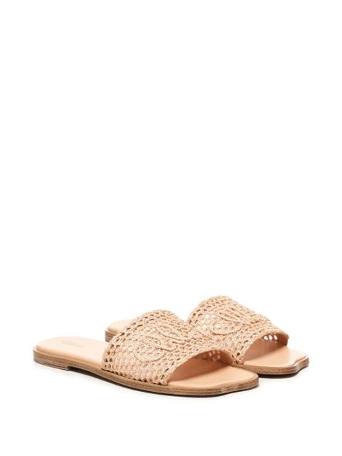Chloé Soleil embroidered woven sandals - Neutrals
