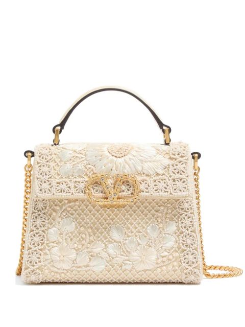 Valentino Garavani mini Vsling embroidered handbag with jewel logo - Neutrals - zdjęcie produktu nr 1