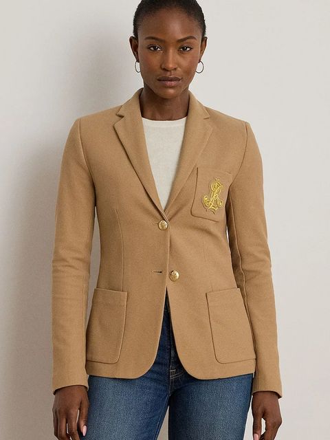 Lauren Ralph Lauren marynarka kolor brązowy jednorzędowa gładka 200797305 - zdjęcie produktu nr 1