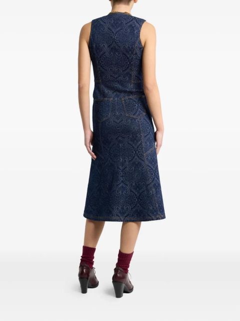 ETRO paisley-print denim dress - Blue