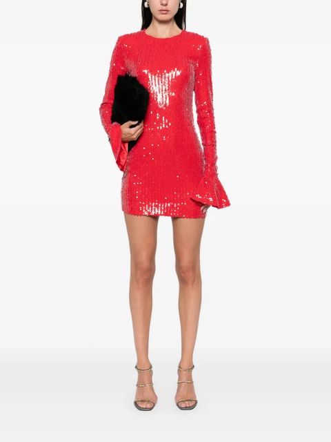 ROTATE BIRGER CHRISTENSEN sequin long-sleeves mini dress - Red - zdjęcie produktu nr 2