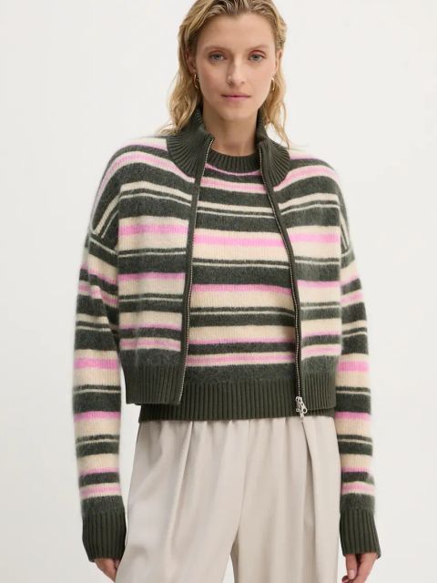 Samsoe Samsoe kardigan wełniany JEANNE kolor zielony lekki F23300143