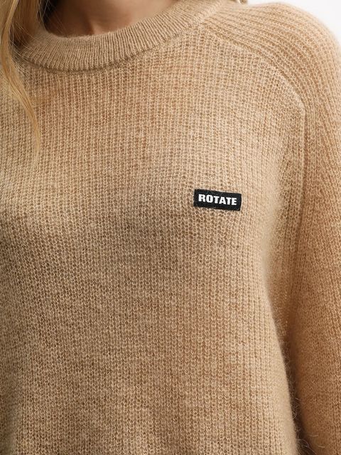 Rotate sweter z dodatkiem wełny kolor beżowy lekki 1146391753
