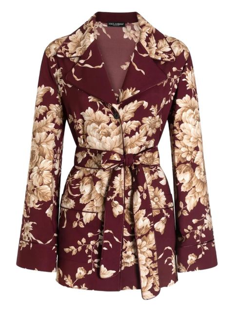 Dolce & Gabbana floral belted shirt - Red - zdjęcie produktu nr 1