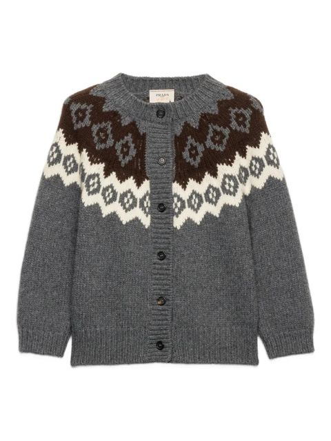 Prada intarsia button-up cardigan - Grey - zdjęcie produktu nr 1