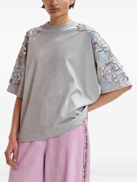 Essentiel Antwerp sequin-embellished bead-embellished T-shirt - Grey