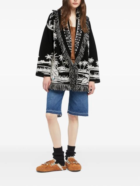 Alanui Palm Grove Tales fringe cardigan - Black