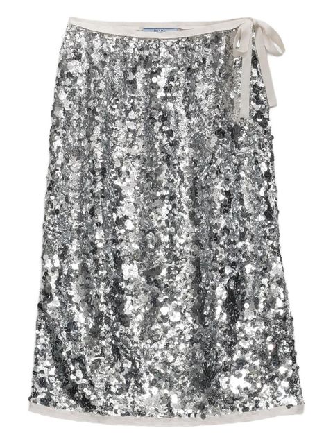 Prada sequin-embellished wrap skirt - Silver - zdjęcie produktu nr 1