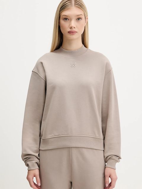 HUGO bluza bawełniana damska kolor beżowy gładka 50527463 - zdjęcie produktu nr 1