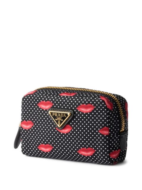Prada triangle-logo make up bag - Black