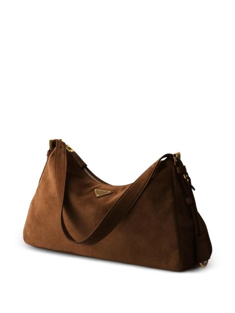 Prada medium Aimée suede shoulder bag - Brown