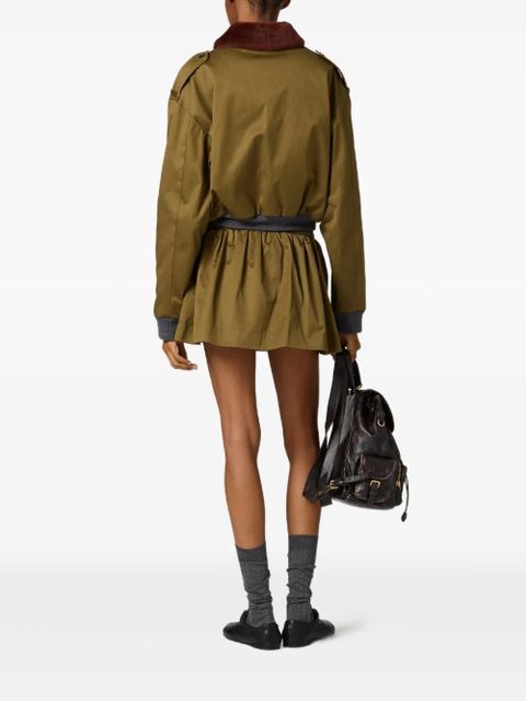 Miu Miu logo-detail flared mini skirt - Green