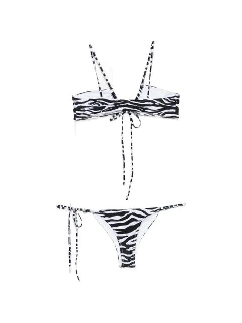 The Attico zebra-print tie-fastening bikini - White - zdjęcie produktu nr 2