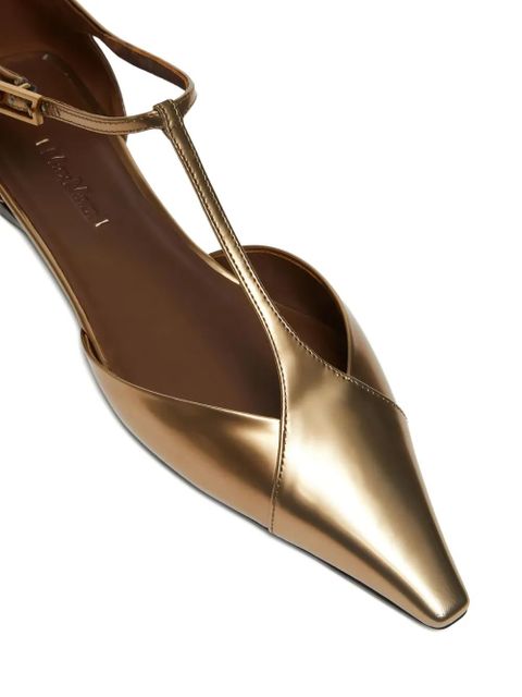Max Mara metallic pointed-toe ballet flats - Gold