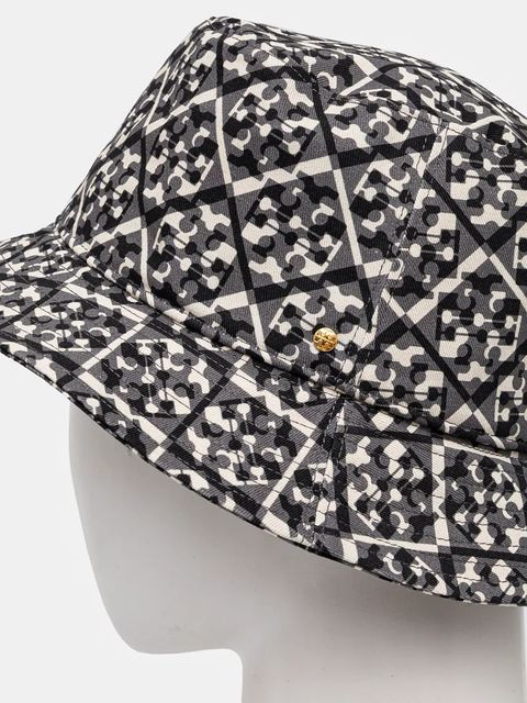 Tory Burch kapelusz bawełniany Prismatic T Monogram kolor szary bawełniany 162760