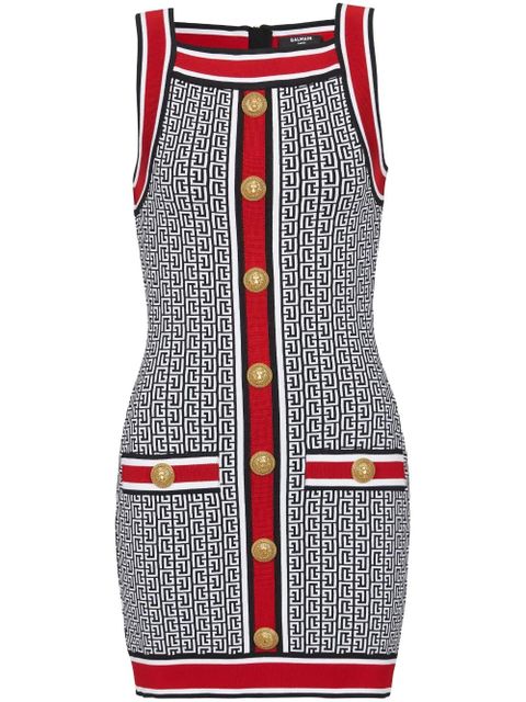 Balmain button-embellished monogram minidress - Red - zdjęcie produktu nr 1