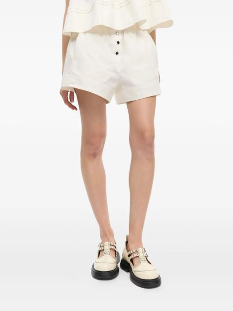 GANNI logo-patch shorts - White