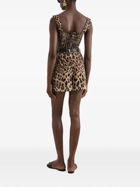 Dolce & Gabbana leopard-print tailored shorts - Brown