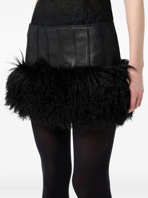 Blumarine faux-fur trim mini skirt - Black