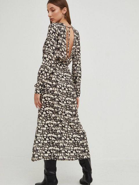 Answear.LAB sukienka kolor czarny maxi rozkloszowana