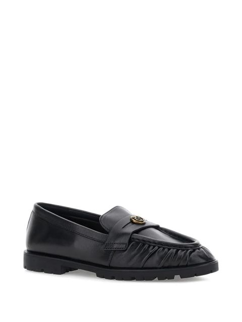 PINKO Nora pleated logo loafers - Black