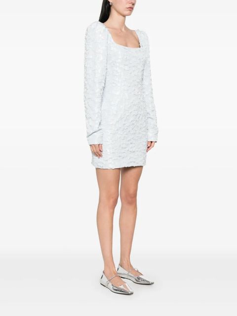 ROTATE BIRGER CHRISTENSEN jacquard long-sleeve mini dress - Blue