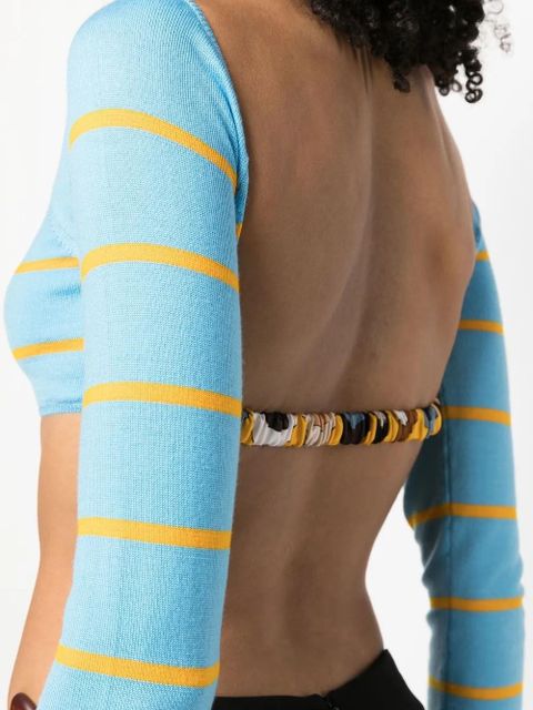 PUCCI stripe-jacquard wool cropped top - Blue