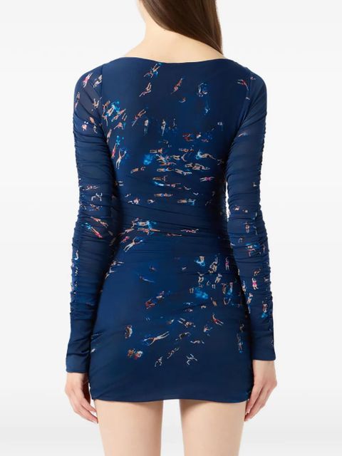 Blumarine draped print dress - Blue