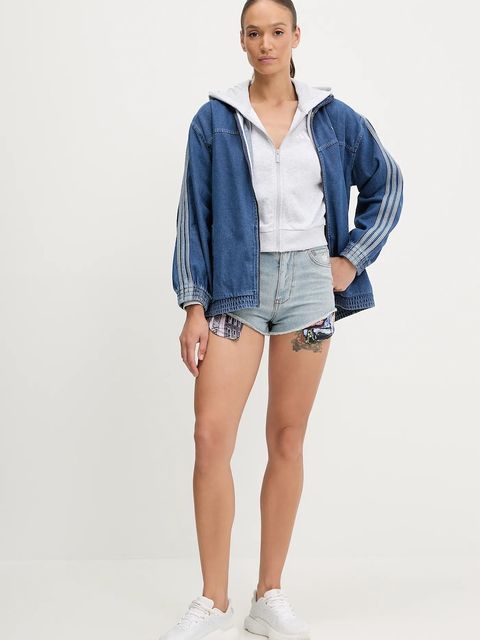 adidas bluza 3-Stripes damska kolor szary z kapturem melanżowa JX7648 - zdjęcie produktu nr 2