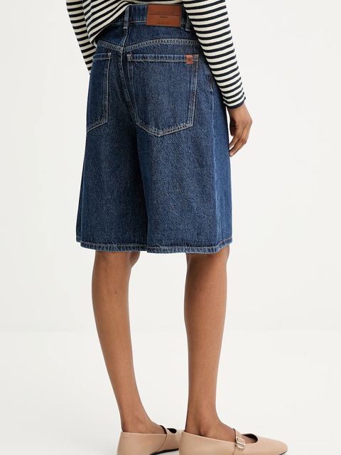 Weekend Max Mara szorty jeansowe DONNOLA damskie kolor granatowy gładkie high waist 2525146021600