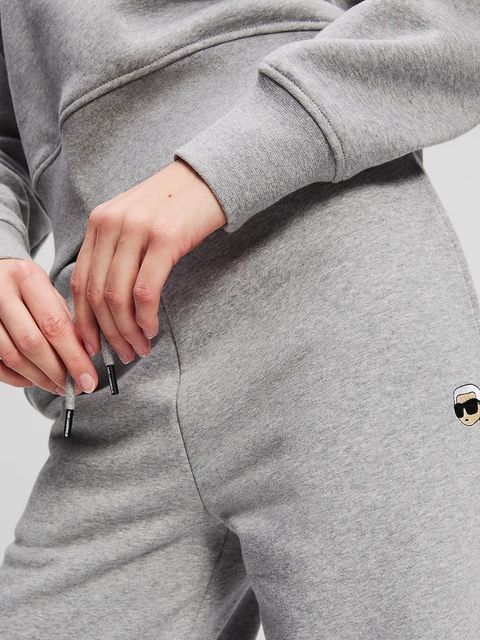 Karl Lagerfeld spodnie dresowe bawełniane IKON damskie kolor szary melanżowe A3W10117