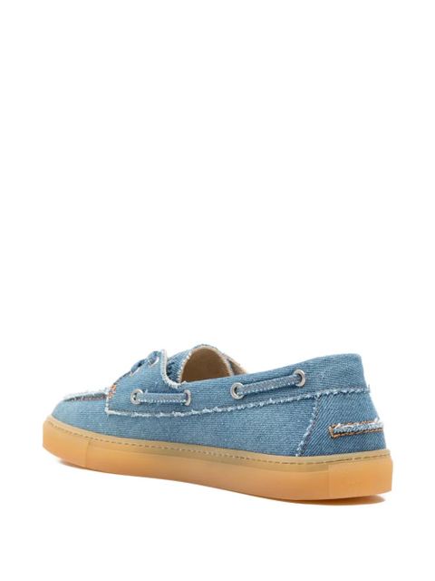Copenhagen frayed lace-up boat shoes - Blue