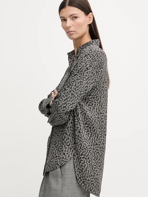 Marc O'Polo koszula damska kolor szary regular z kołnierzykiem klasycznym 510084742227