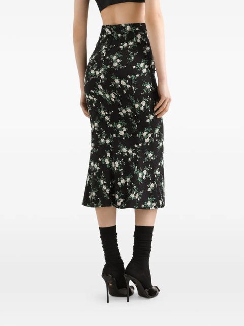 Dolce & Gabbana small rose-print midi skirt - Black