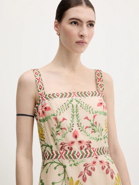 Pedro del Hierro sukienka bawełniana kolor beżowy maxi prosta