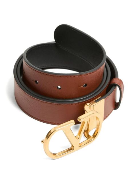 Valentino Garavani VLogo Signature reversible shiny calfskin belt - 30mm / 1.2 in. - Brown
